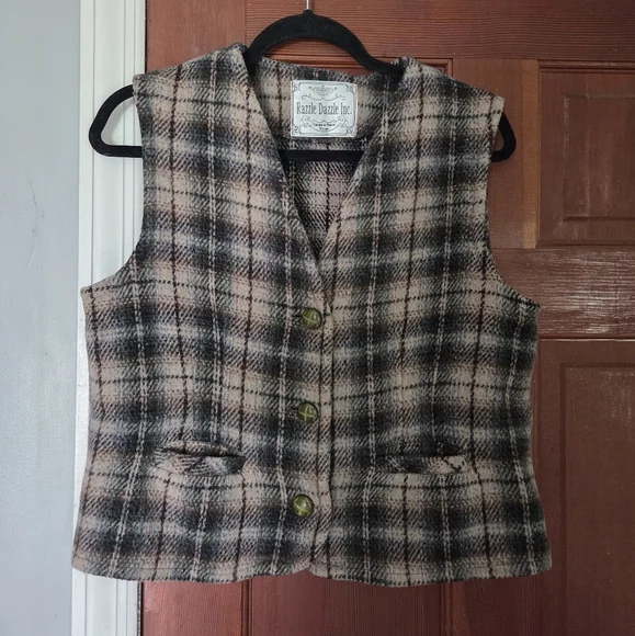 🇺🇦 Vintage Women's Plaid Vest - Picture 1 of 4